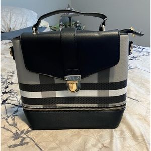 Black/Gray striped CONVERTIBLE Purse